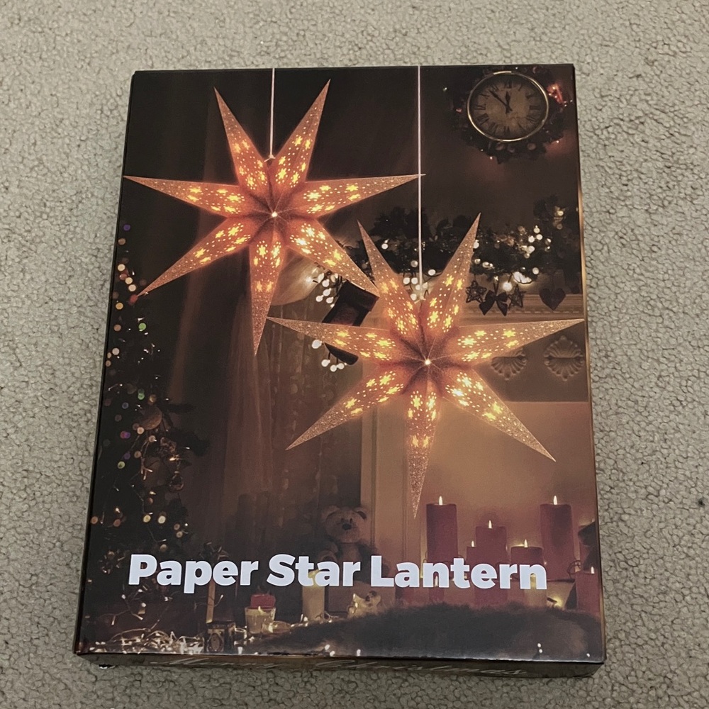 Paper Star Hanging Lanterns, set of 2, new in box, Christmas, lighted decor